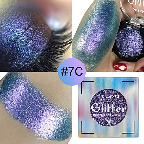 Multi-Reflective Chameleon Eyeshadow Palette,De'lanci Multichrome Holographic Vibrant Eye Shadow Kit,Iridescent Metallic Eye Makeup Looks,Shimmer Finishes,100% Vegan And Cruelty Free,Blue Violet #TOP1