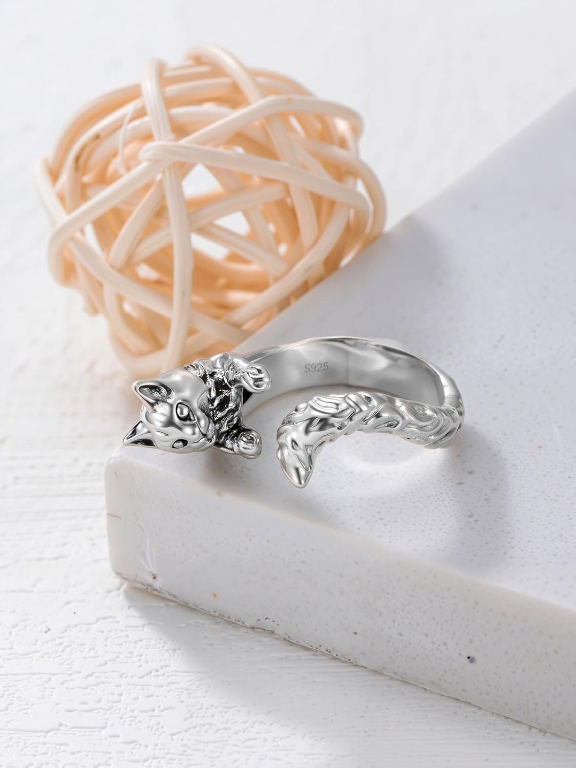 Spoon Ring Sterling Silver Skull Rings Gothic Skull Adjustable Ring Hummingbird/Rose Flower Statement Ring Vintage Victorian Thumb Ring Jewelry Gift for Women