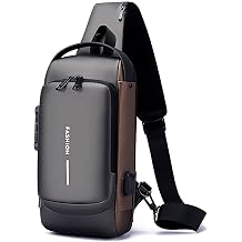 Anti-Theft Sling Bag for Men with USB Port Water-Resistant Chest Crossbody Backpack - Travel, Work, Cycling