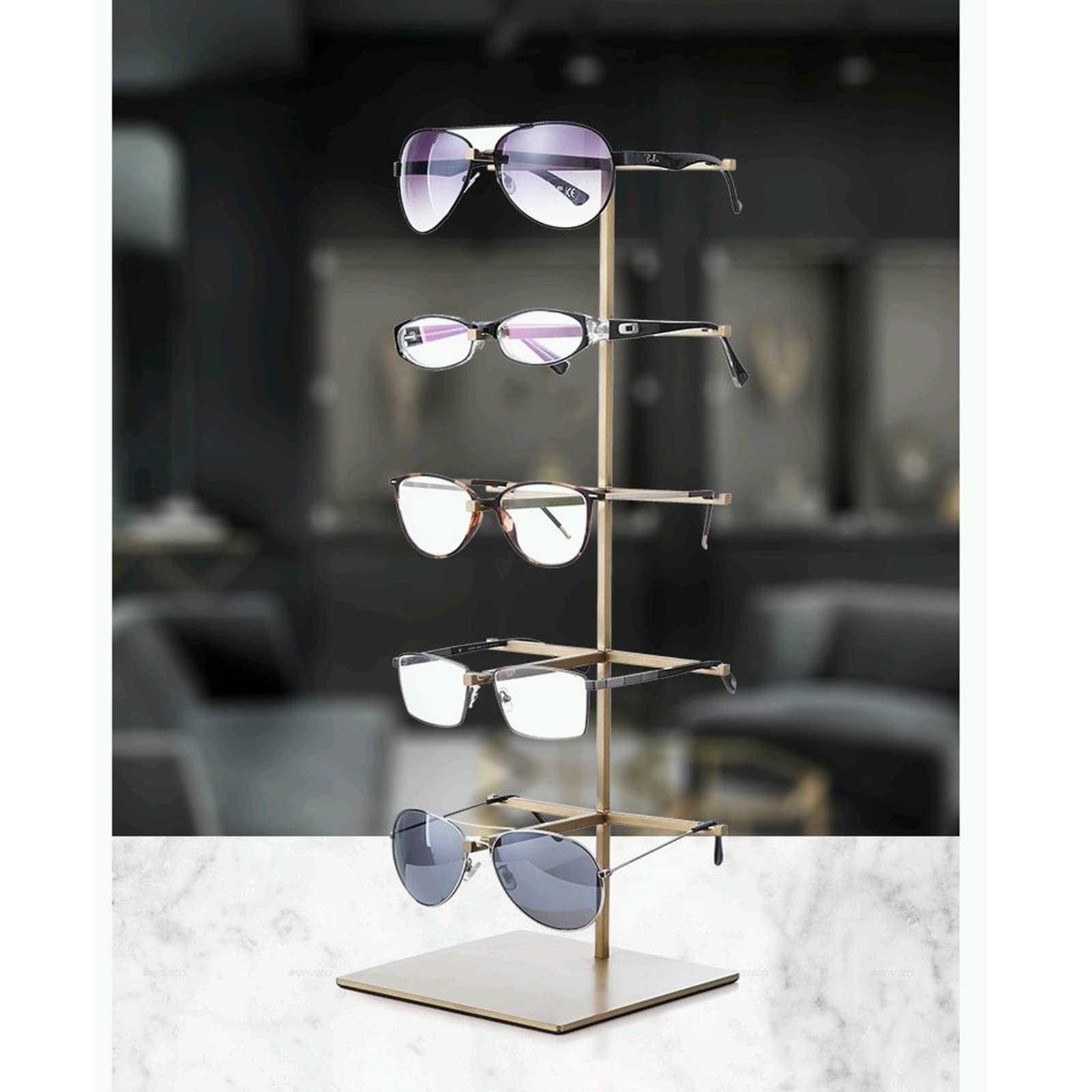 Brillenhalte -Shop-Speicher-Rack-Display dekorative Requisiten Brillenregal Sonnenbrillen-Halterung Edelstahl-Gläser-Anzeige Brillenständer (Color : 4 Layers)