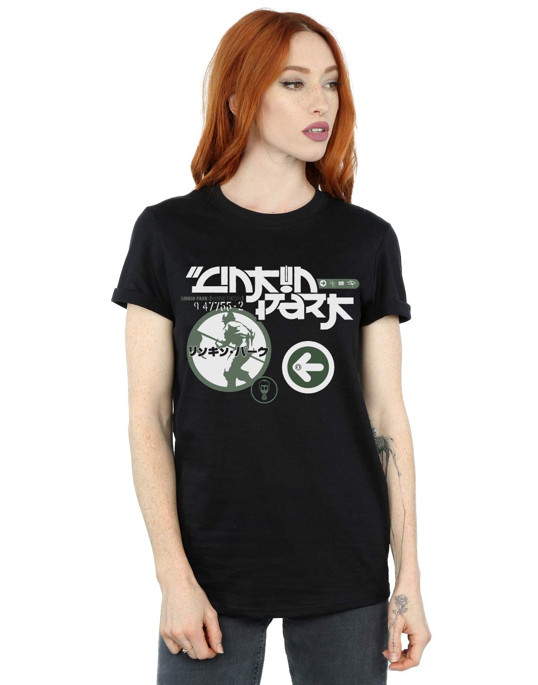 Absolute Cult Women's Black Linkin Park Jpn Soldier Boyfriend Fit T-Shirt XX-Large