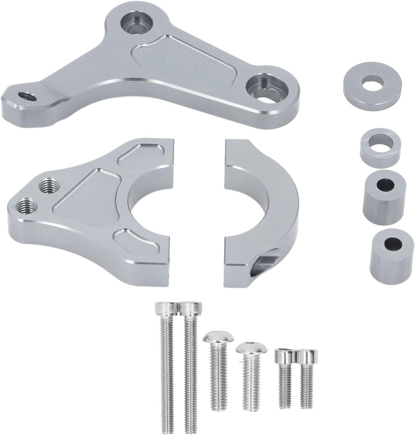 Qqmora Wspornik Stabilizatora Amortyzatora Układu Kierowniczego Motocykla Regulowany Stop Aluminium Lekki dla XMAX300 2017 do 2014 (Szary)
