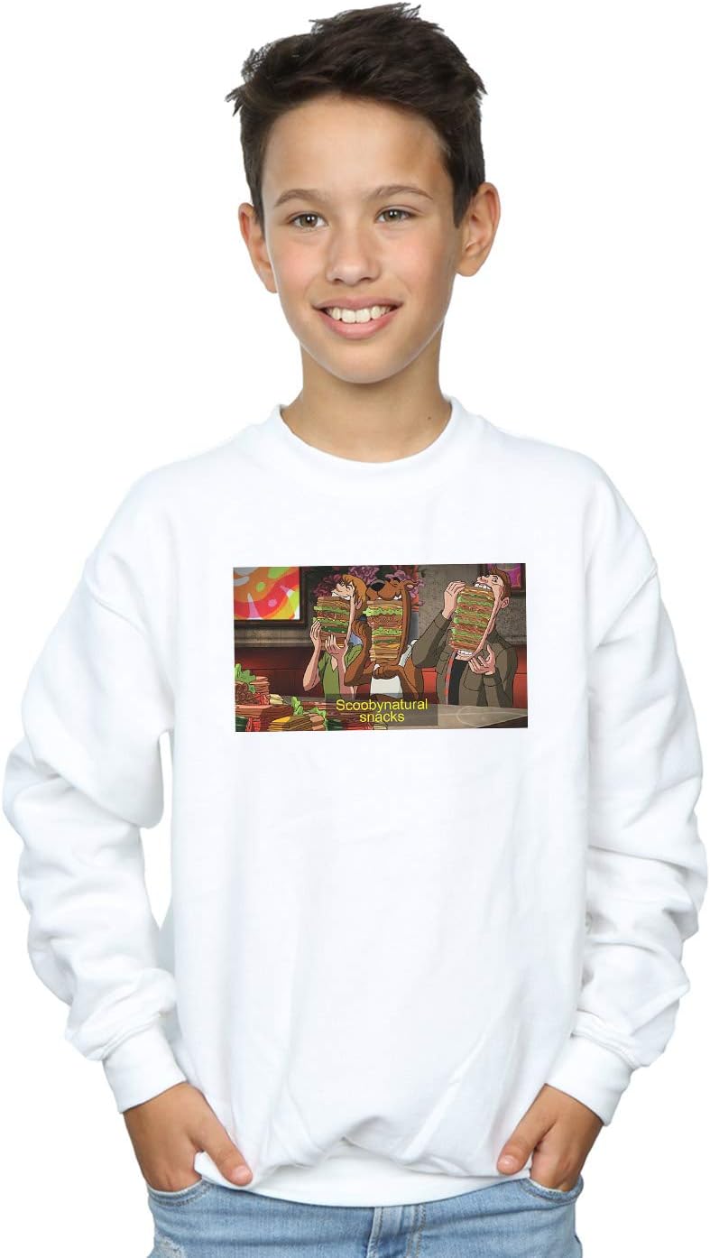 ABSOLUTECULT Scoobynatural Boys Supernatural Snacks Sweatshirt White 9-11 Years