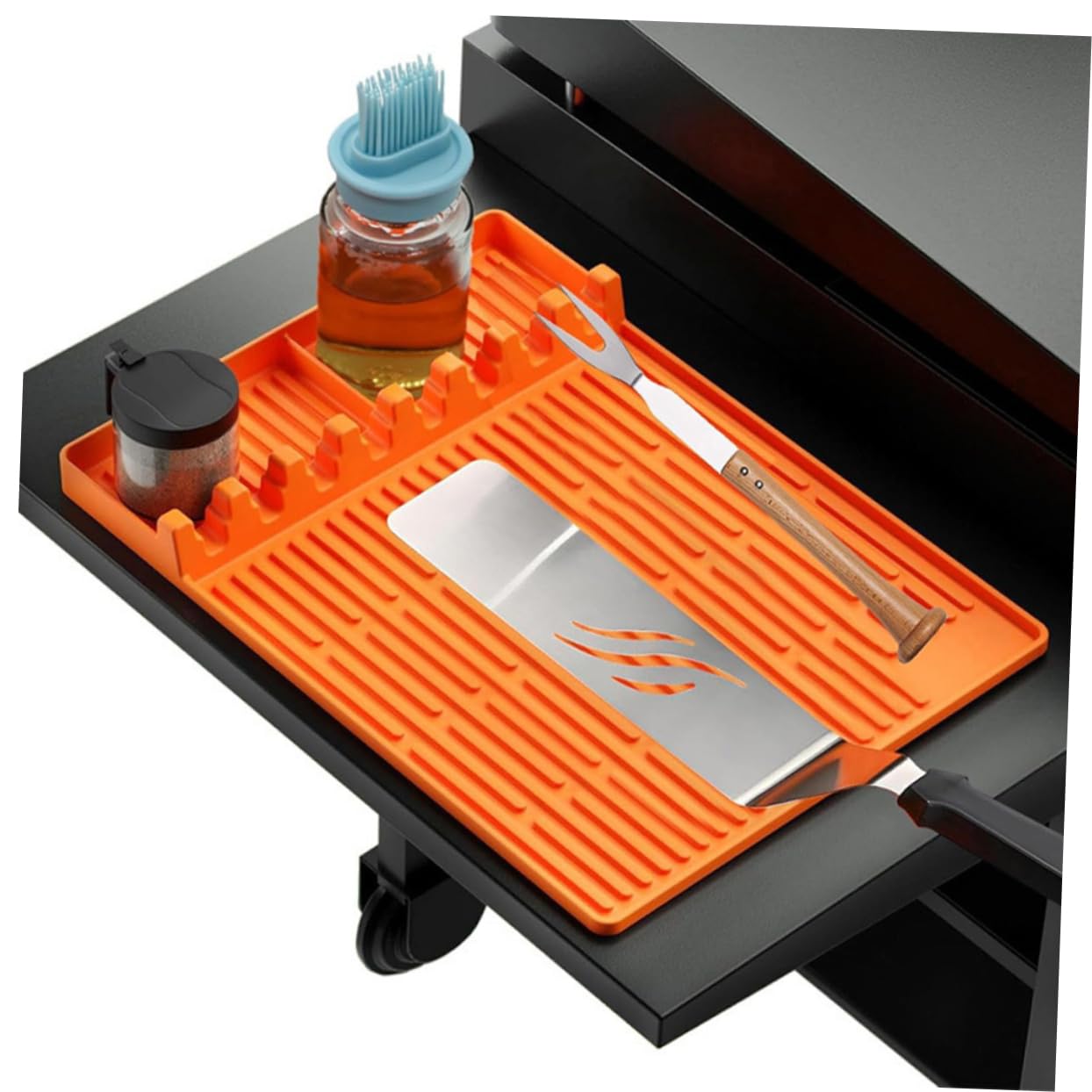 GRIRIW Bbq Tools Storage Mat Silicone Grill Pad for Outdoor Grill Heat Resistant