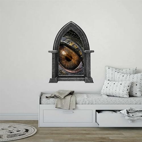 Adhesivo decorativo para pared de ventana de castillo de ojo de dragones, diseño de cuento de hadas medieval, decoración de habitación de niños,