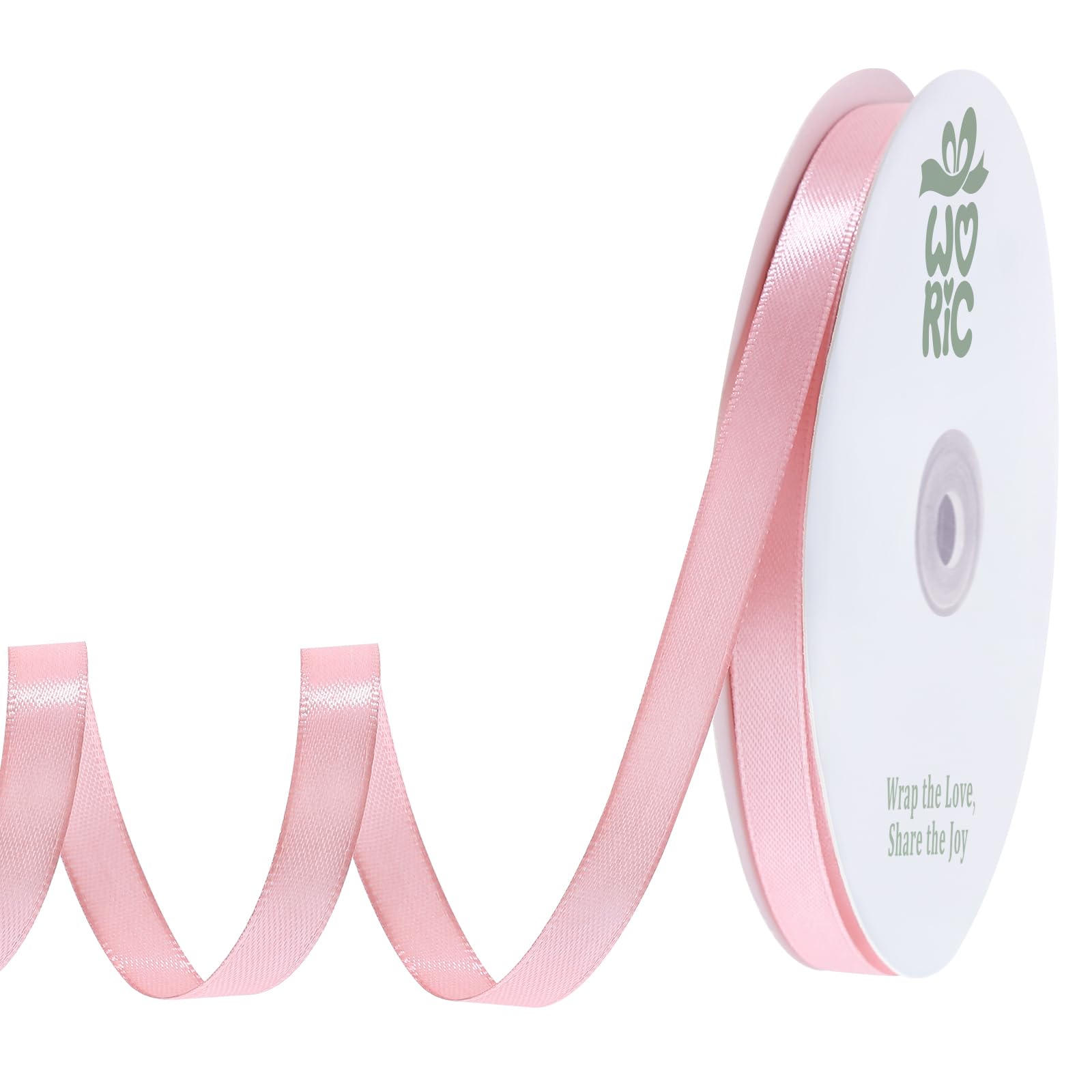 woric 120 Yards Pink Ribbon 3/8 Inch Light Pink Satin Ribbons