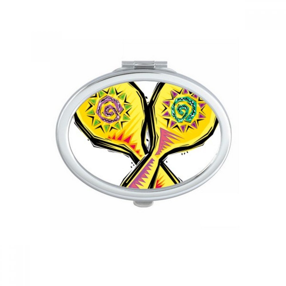 Miroir de poche portable jaune pour retouches en voyage