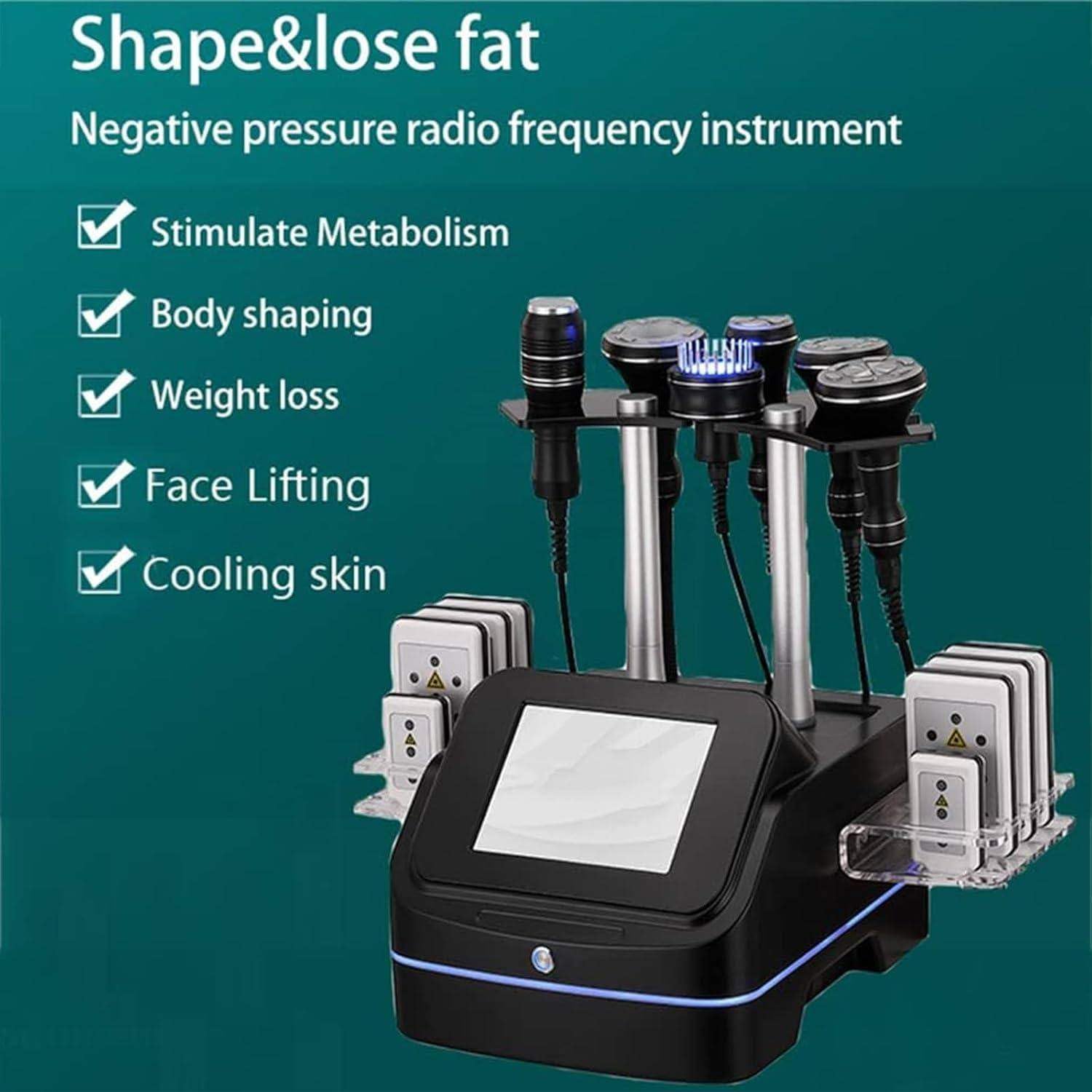Máquina De Adelgazamiento por Cavitación 7 En 1 40K, Máquina Masajeadora De Rejuvenecimiento De La Piel con Radiofrecuencia Facial Y Corporal, para Tensar La Piel Y Reducir La Grasa