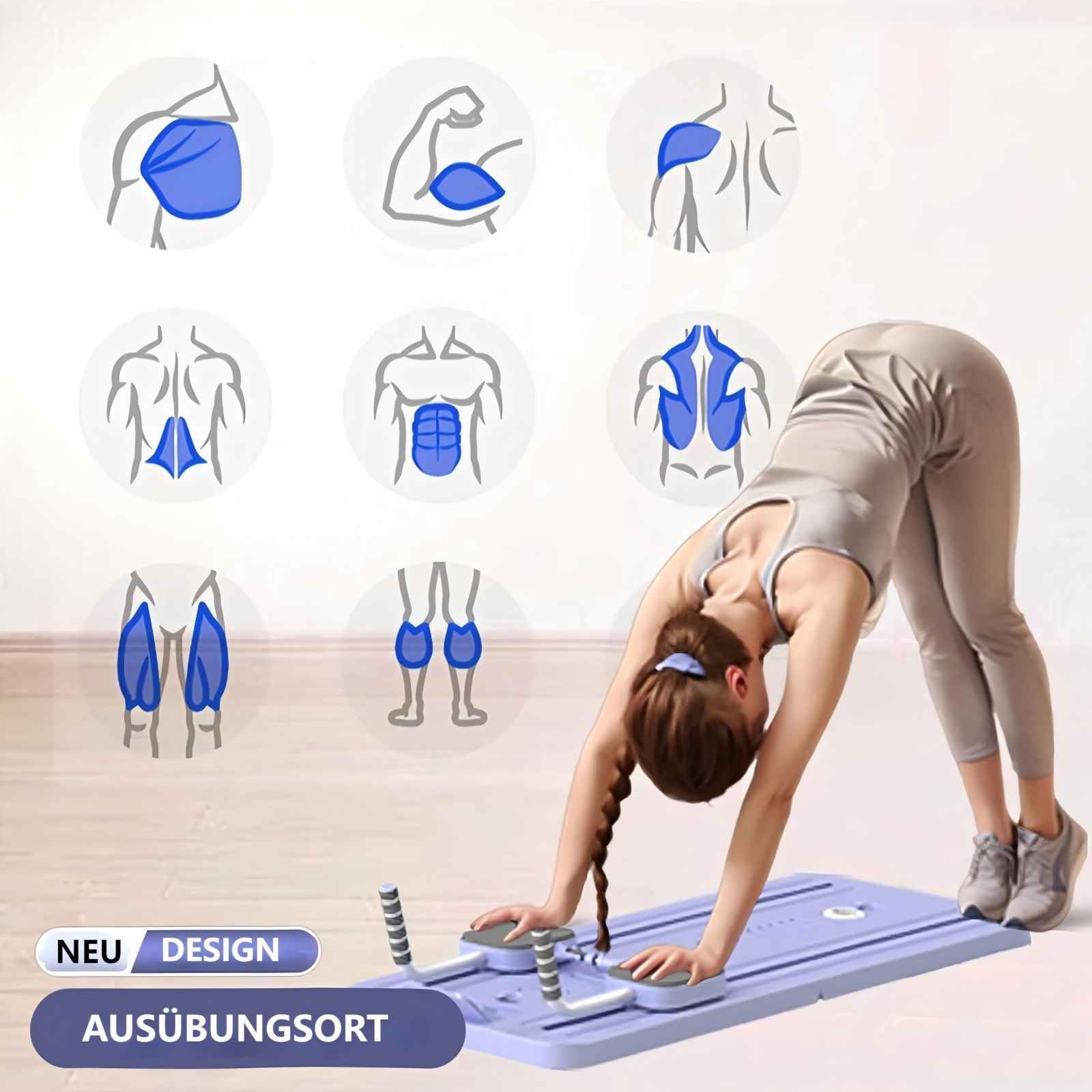 Pilates Board,Upgraded Multifunctional Faltbarer Pilates Reformer,Mit LED-Zähler,Automatisches Rebound Bauchmuskeltrainer Mit Widerstandsband,Exercise Board for Home Exercises,Lila