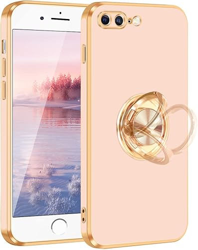 Fingic Funda para iPhone 7 Plus, iPhone 8 Plus con soporte de anillo, soporte delgado y delgado, soporte magnético para automóvil para mujeres y