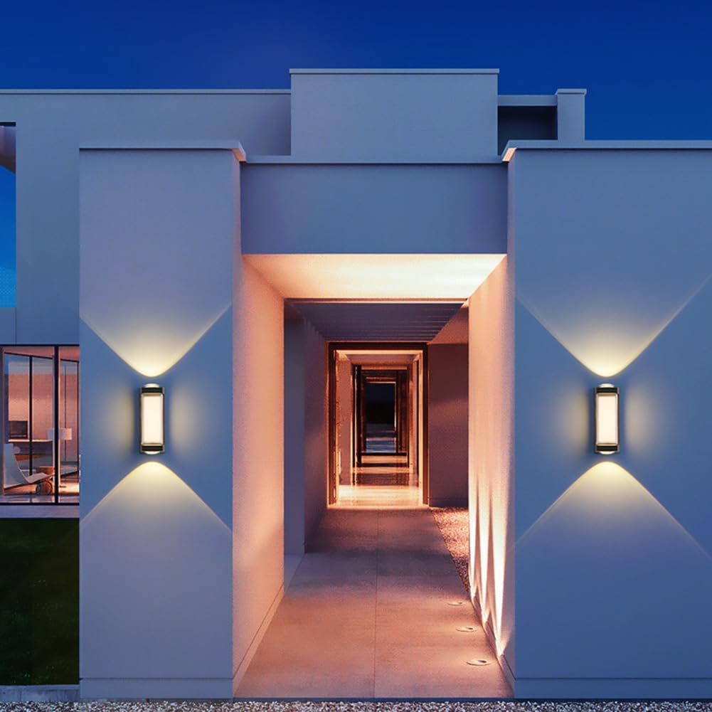 Applique murale d'extérieur à LED – IP65 étanche – Lumière moderne en aluminium pour intérieur et extérieur – Design carré blanc chaud 3000 K – Lanterne de patio noire