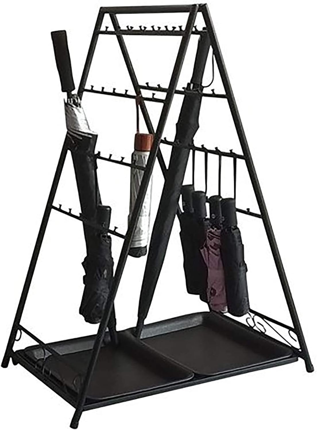 RELIFO Black Foldable Umbrella Stand, Extra Large Umbrella Rack for Outdoor/Schools/Bank, Portable Metal Umbrella Holder, Hold 48 Umbrellas