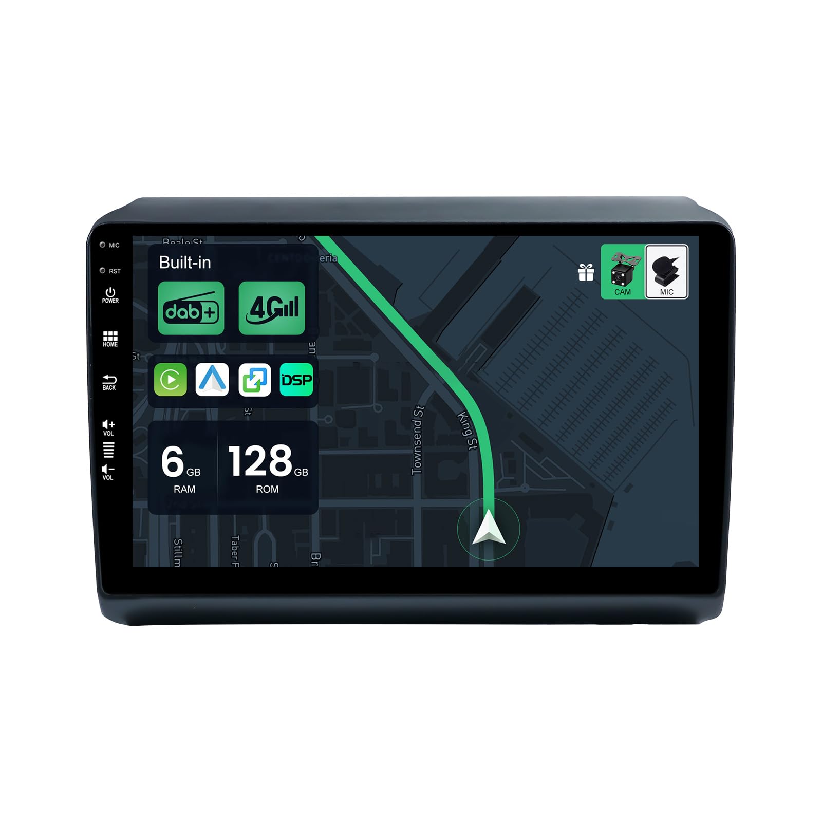 KEC 9" [6G+128G] Radio samochodowe 2 Din Android 15 do Fiat Ducato Citroen Jumper Peugeot Boxer | 8-rdzeniowy, wbudowany 4G LTE, DAB+, bezprzewodowy CarPlay i Android Auto, DSP, GPS, HDMI, Bluetooth