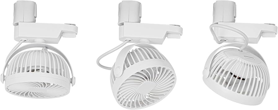 3 Pcs H-Type Track Ceiling Mini Fan White Easy To Install Adjustable Angle Simple Design For Home Kitchen Counter