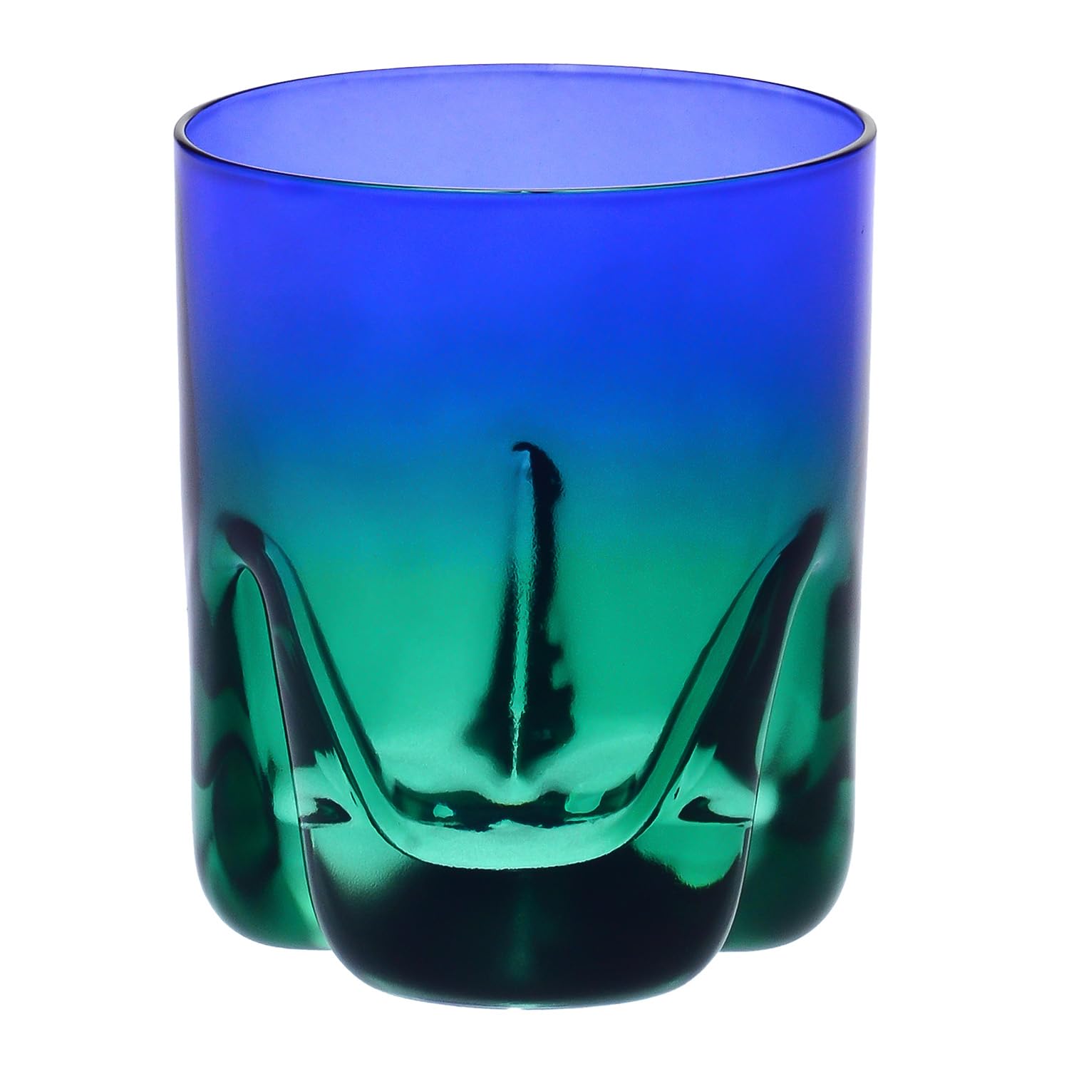 Krosno – Bicchieri da whisky 250 ml, set da 4 pezzi – Collezione Aurora – Dipinti a mano e decorati – Cristallo senza piombo – Per bourbon, rum e cocktail – Regalo – Blu scuro-Viola