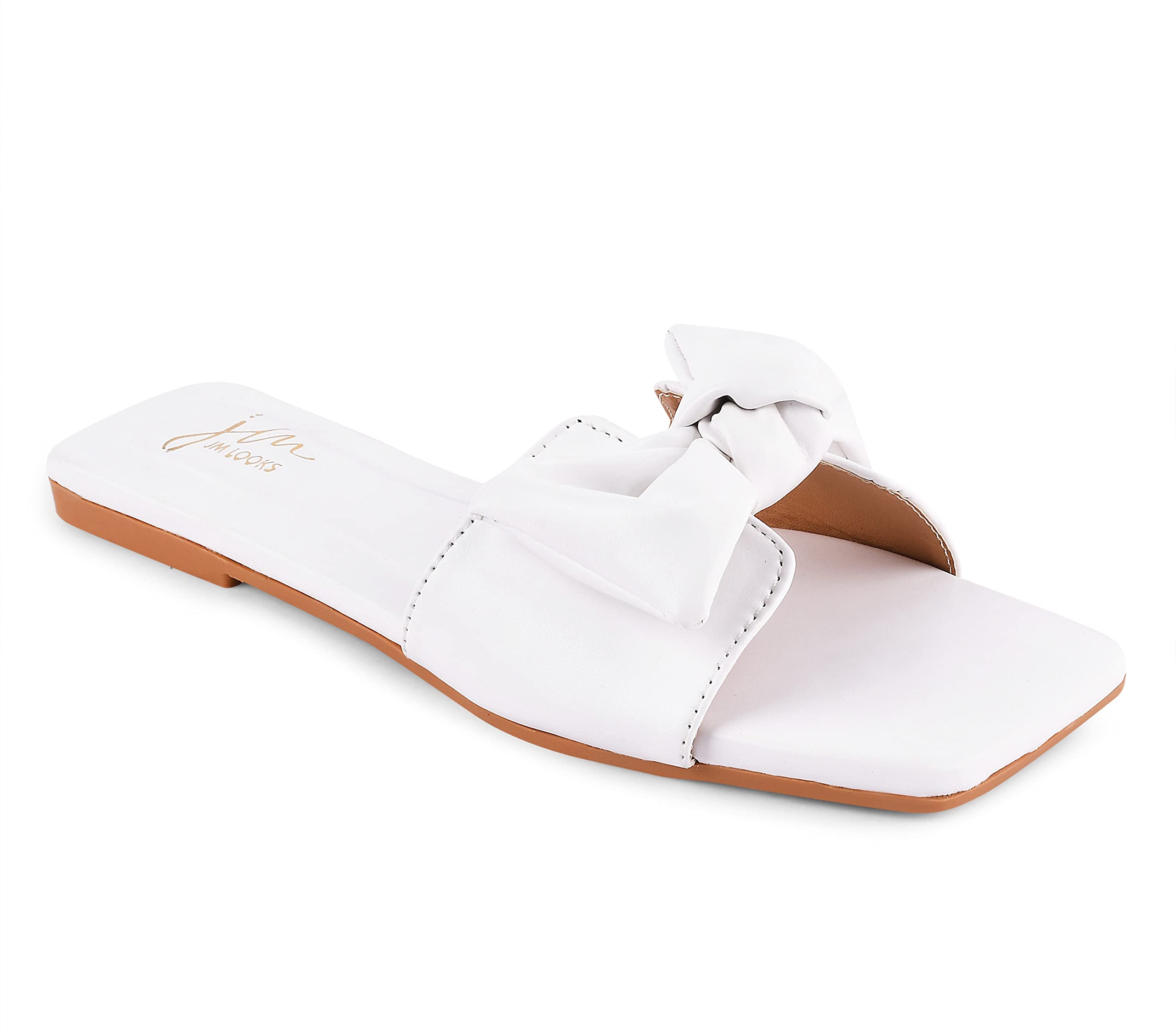 JM LOOKS Fashion Embellished Open Toe Flats with Comfortable Sole For Womens & Girls FTH-3-White-36-X (B0C4Y2SYTD) Amazon Price History, Amazon Price Tracker