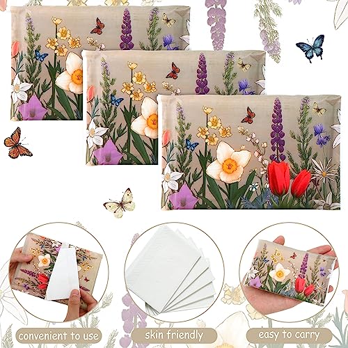 Image of Geyee 50 Pack Travel Tissue Packets Facial Paper Napkins, Retro Flower