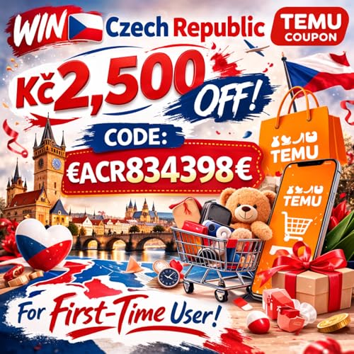 WIN⫆Czech Republic TEMU COUPON Code Kč2,500 off₾ACR834398₾For -FirstTime User Titelbild