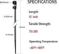 Vista 2 de 200 PCS Bridas Negras de 12 pulgadas con Agujero para Tornillo 75lbs Cabeza Montable Bridas para Cables Correas Multiusos de Nailon Resistente