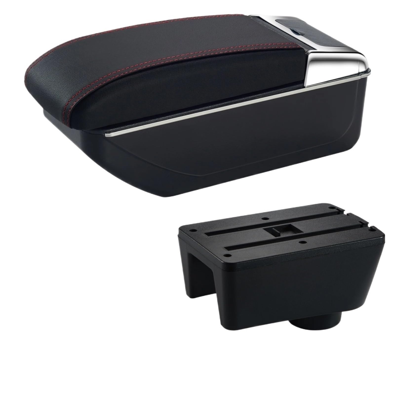 Hguvsjd Armrest Box For Seat For Ibiza 6j 6L Armrest Auto Storage Box Retrofit Parts Interior Accessories Car Armrests(A Red Line No USB)