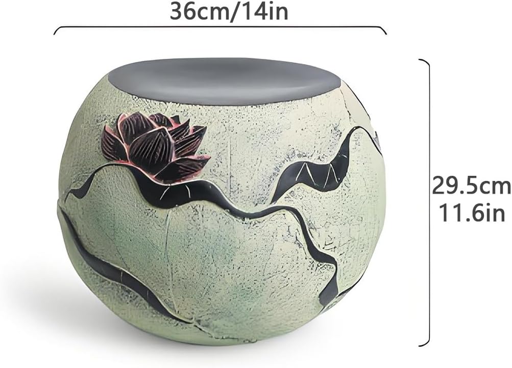 Ceramic Garden Stool - Hollow Perforated Drum Stool, Decorative Garden Stools, Creative Round Stool Glazed Ceramic Accent Stool, for Living Room, Bedroom, Patio(B)