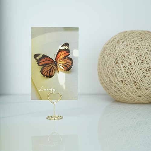 Miniatura 7 de 20 mini soportes para números de mesa, soporte para tarjetas de lugar en forma de corazón, soportes de fotos premium para mesas, soportes para