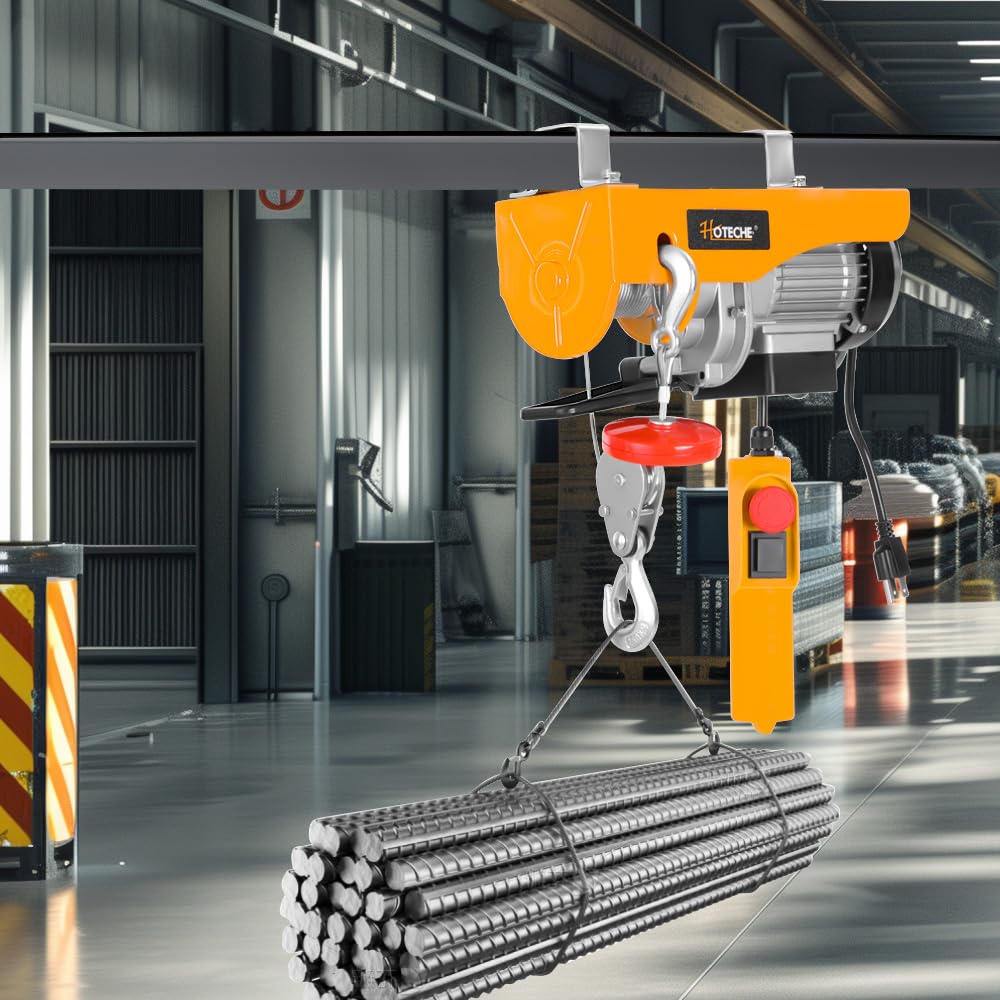 Hoteche Elektrische Seilwinde 230V, 125/250KG Tragfähigkeit, 12m Stahlseil, 560W Motor – Hebezug für Industrie & Haushalt