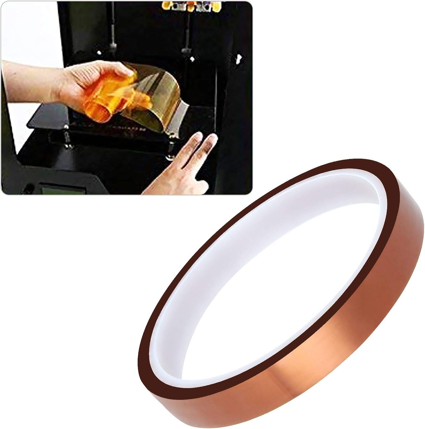 Wееklу Tор Sаlе 10Rolls High Temperature Kapton Tape, 1/4”, 5/16”, 3/8”, 15/32”, 19/32”Polyimide Film Heat Resistant Tape with Silicone Adhesive for Masking, Soldering, Heat Transfer Vinyl, 3D Printing