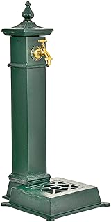 Sungmor Cast Iron Outdoor Water Column with Faucet, Freestanding Floor M...
