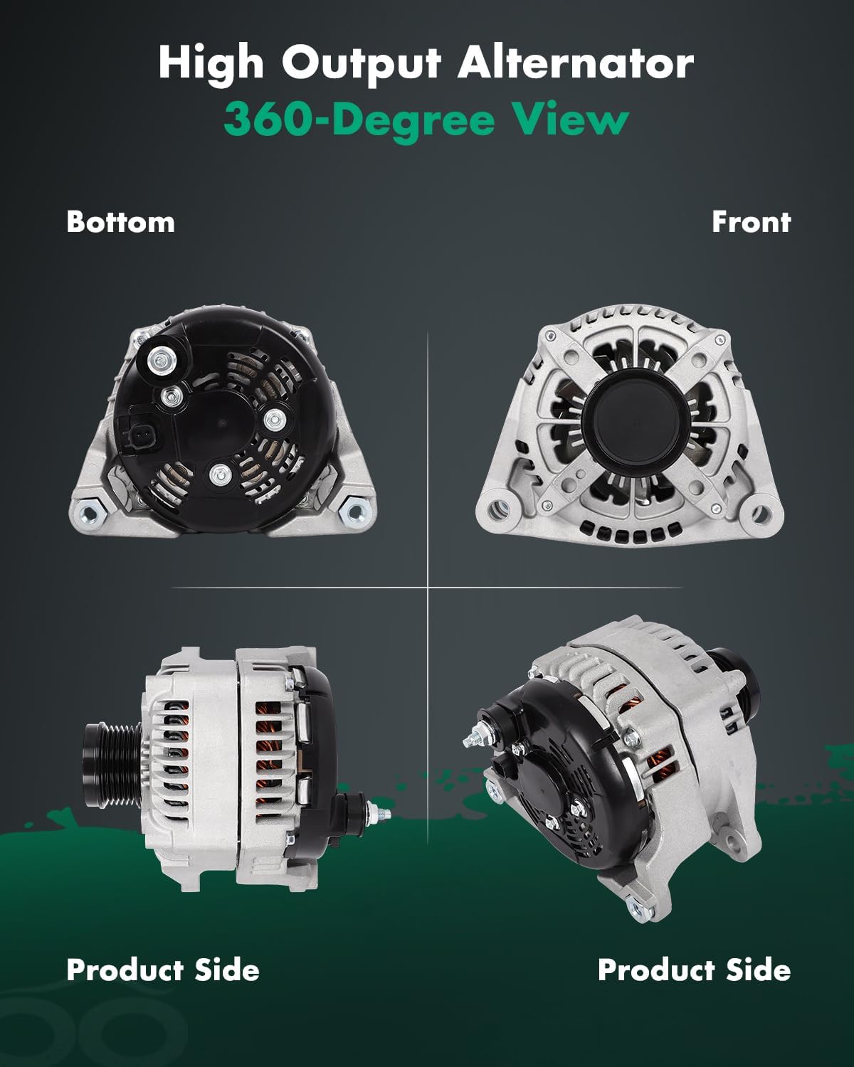 220A SCITOO Alternator New for Ram for 1500 5.7L 2013-2022,for Ram for 2500 6.4L 2014-2022,for Ram for 3500 6.4L 2014-2022 12V CW 6-Groove Pulley Ref: 14027N 501829 214027 56029644AA