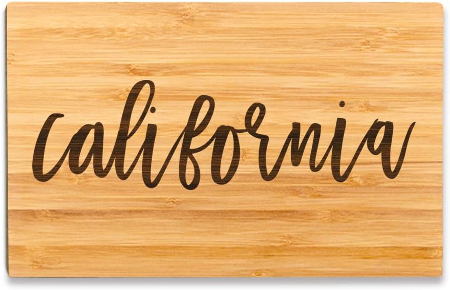 Andaz Press California State Bamboo Wood Cutting Board, 9.5 x 6-inch, Calligraphy, 1-Pack, Small Engraved Serving Chopping Board Christmas Birthday Moving Away College Graduation Chef Kitchen Ideas