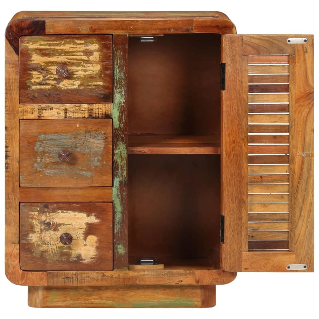 Credenza con 3 Cassetti 55x30x70 cm Legno Massello di Recupero, PL352026