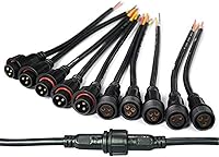 Vista 8 de 5 pares de conectores eléctricos LED de 2 pines negros para luces LED, cable de extensión de 20 cm, 40 cm/par, 0.3mm², tuerca de 15 mm