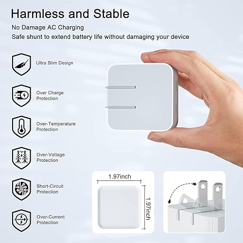 Miniatura 6 de Certificado MFi Cargador rápido iPhone13 14, adaptador de corriente compacto de doble puerto USB-C de 35 W, cargador de pared rápido plegable con 2