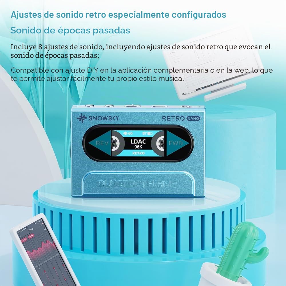 FiiO Snowsky Retro Nano Bluetooth USB DAC AMP con LDAC, aptX Adaptive, aptX LL (3.5 mm desequilibrada y Salida equilibrada de 4.4 mm) (Azul)