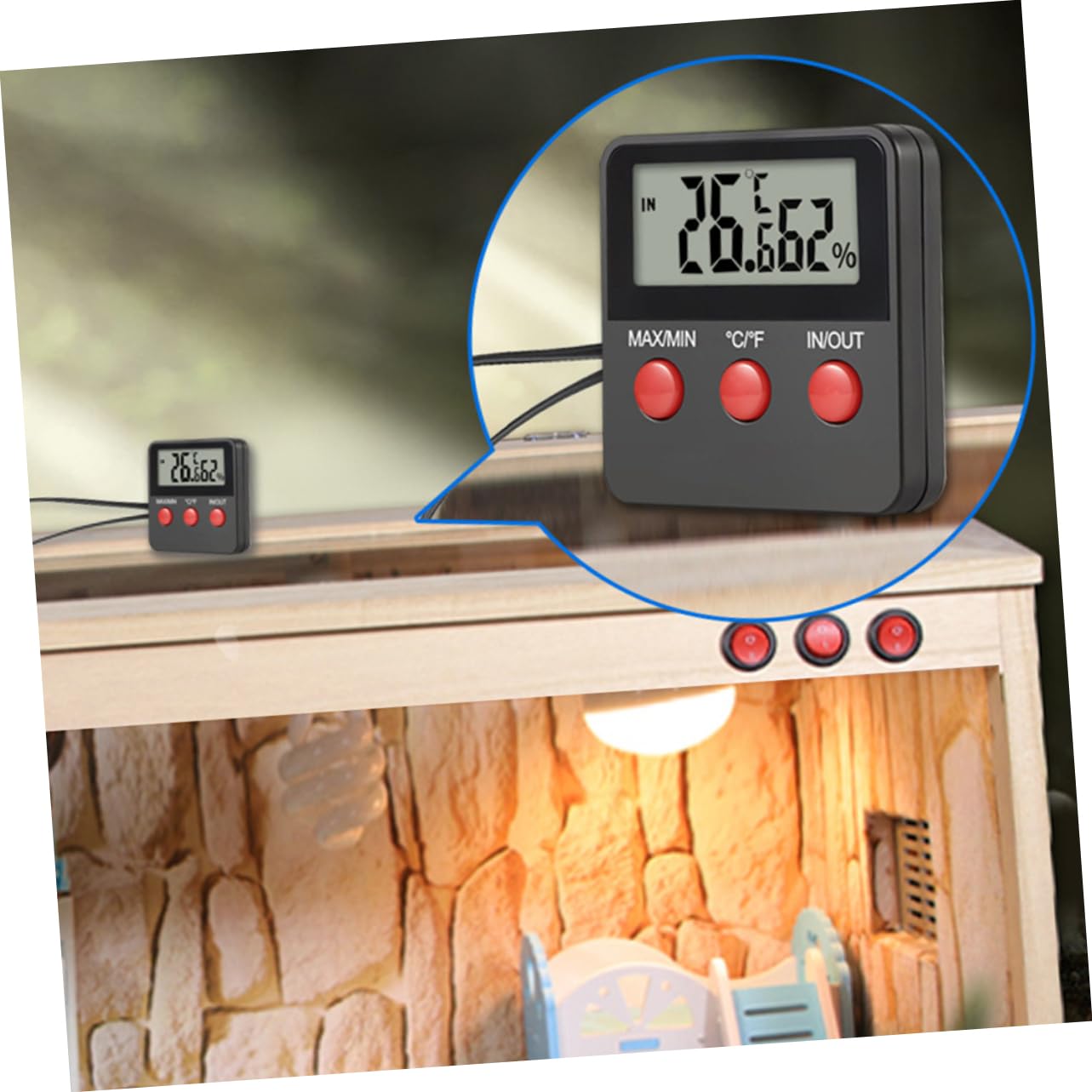 BESPORTBLE 4sätze Reptilien-thermometer Hygrometer Temperatur Und Feuchtigkeitsmonitor Für Terrarien Geeignet Für Schildkröten Und Eidechsenkästen Für Eibehaltung Und Überwachung Der