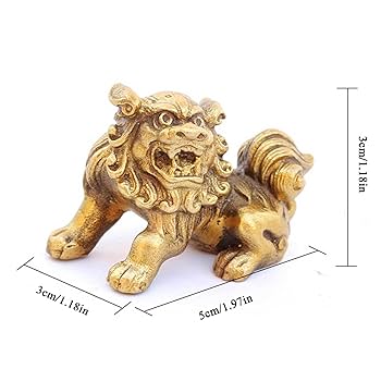 Amazon.co.jp: 中国風水 フードッグ像 銅製守護ライオン像 風水