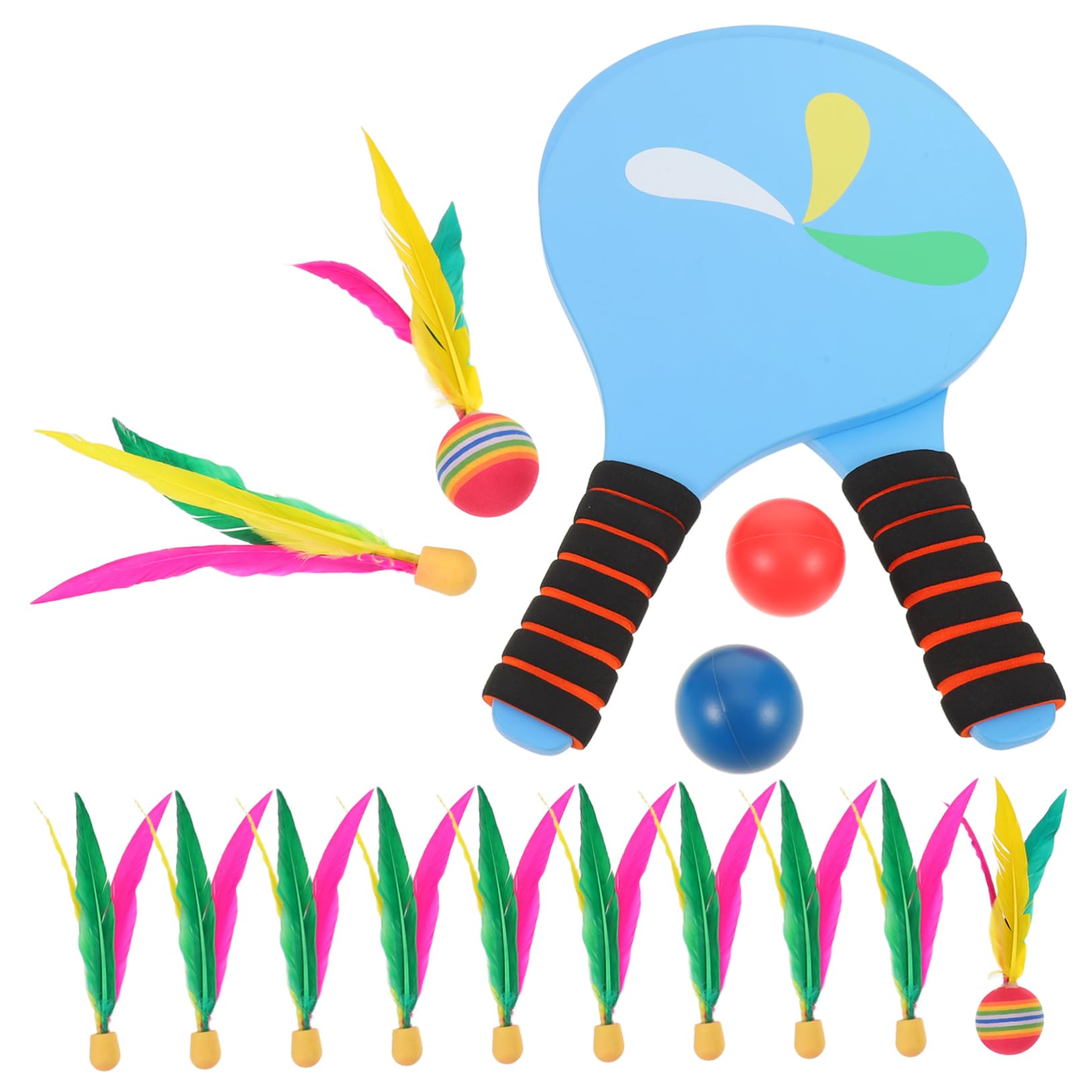 Toyvian Set Racchetta Paddle Badminton per Adulti, Completo in Legno | Palle e Volani Inclusi, Costruzione Ispessita, Uso Versatilel'aperto e Parco, Stile Moderno