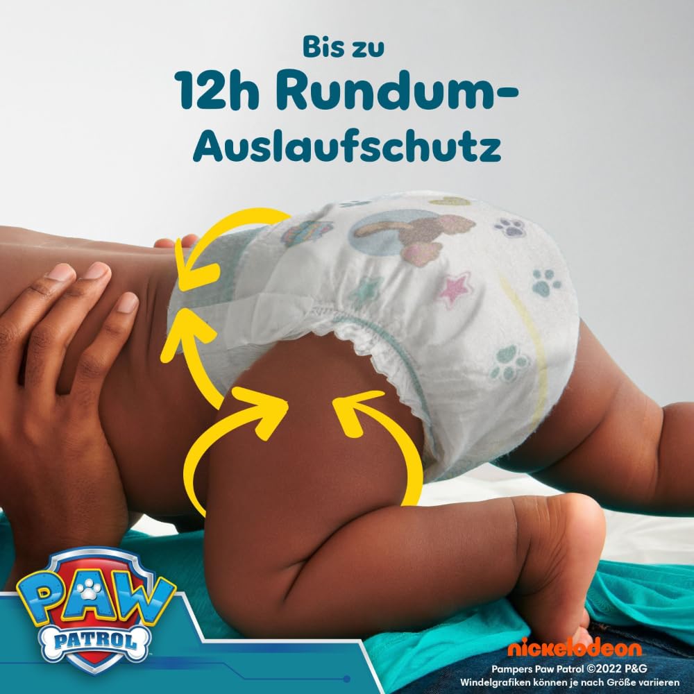 Pampers Baby-Dry Paw Patrol Edition Größe 5, 186 Windeln, 11kg-16kg, Bis zu 100Prozent Auslaufschutz und Komfort die ganze Nacht