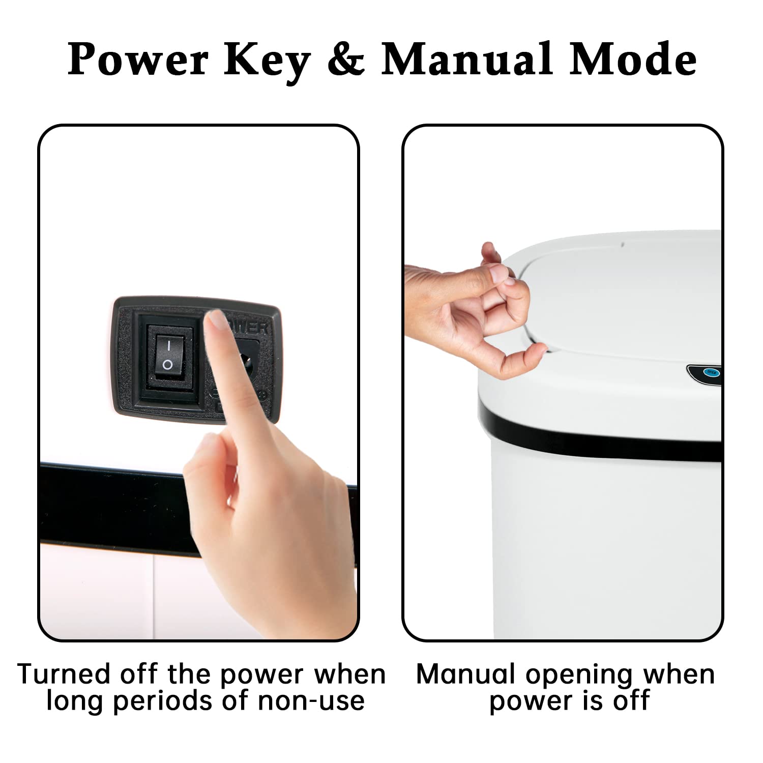 13 Gallon Trash Can Automatic Kitchen Garbage Can Easy-Clean 50L Stainless Steel Brushed Motion Sensor Waterproof with Lid for Bathroom Office (White)