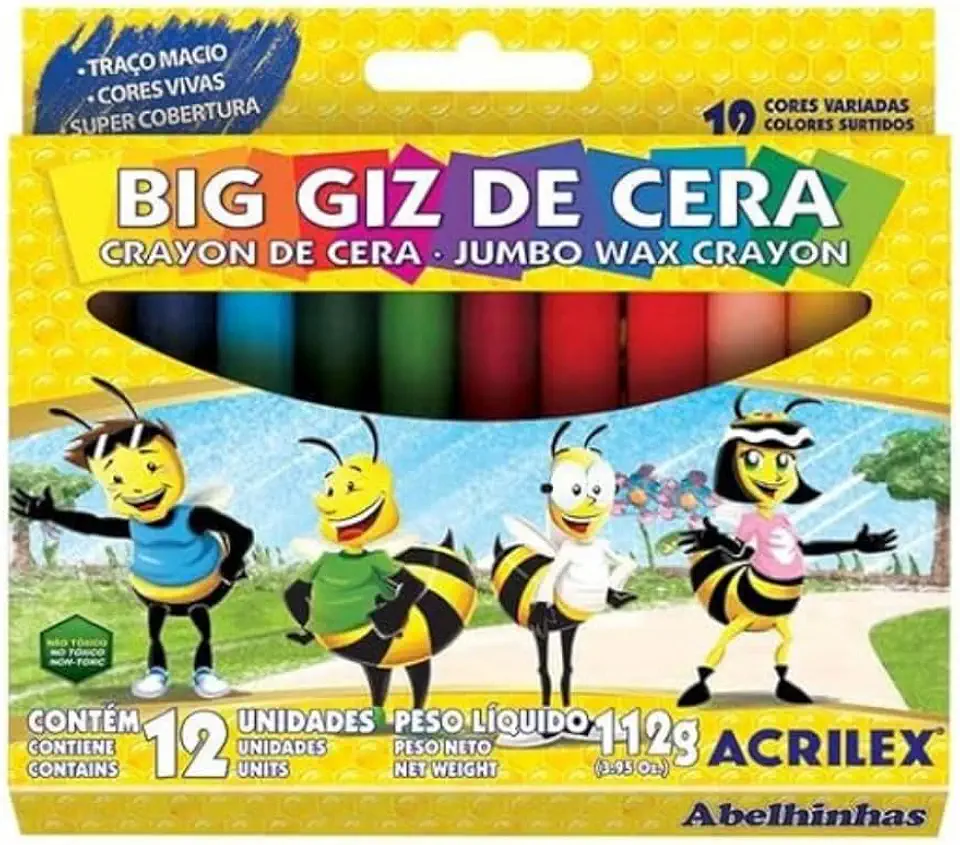 Gizão de Cera (Big Giz) 12 Cores Acrilex