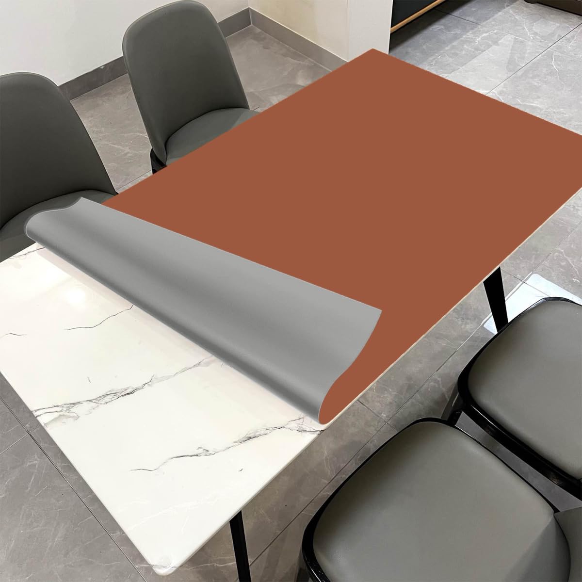 Zinkooat Leather Table Cover,1.8mm Thick,42x84 Inch Table Protector,Table Protector for Dining Room Table,Dining Table Cover,Dining Table Pads.(Brown+