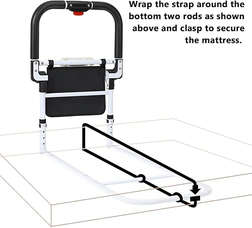 Miniatura 9 de Rieles de cama para adultos mayores con mango antideslizante plegable, rieles de asistencia de cama ajustables para personas mayores,