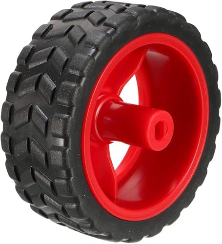 Miniatura 2 de uxcell Neumáticos de rueda RC de goma de 2.559 in Robots modelo DIY 2pcs, rojo y negro