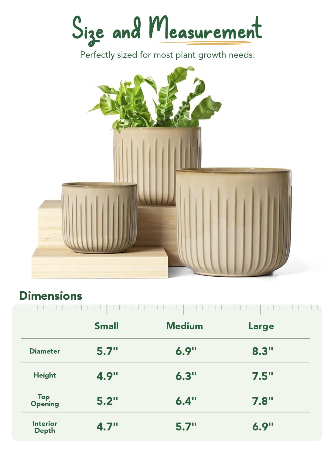 Amazon.com : LE TAUCI Fluted Ceramic Planters Set of 3 – 8.3