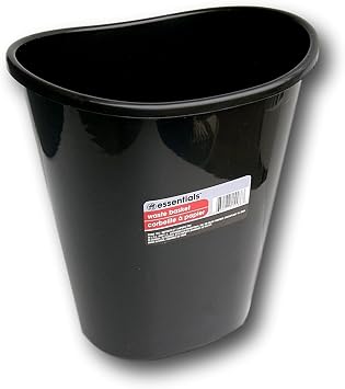 Greenbrier International Essentials Black Plastic Oval Wastebasket - 7 Qt.
