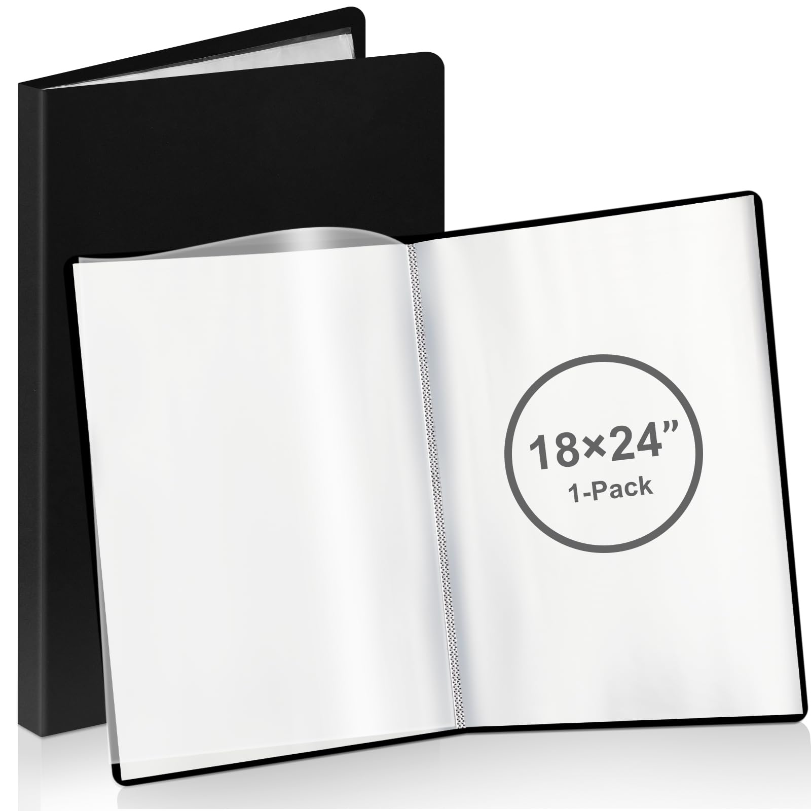 Carpeta A2 resistente con fundas de plástico de 17 x 24 pulgadas, carpeta de cartera con 30 protectores de hojas transparentes, carpeta de arte para obras de arte, protector de póster para