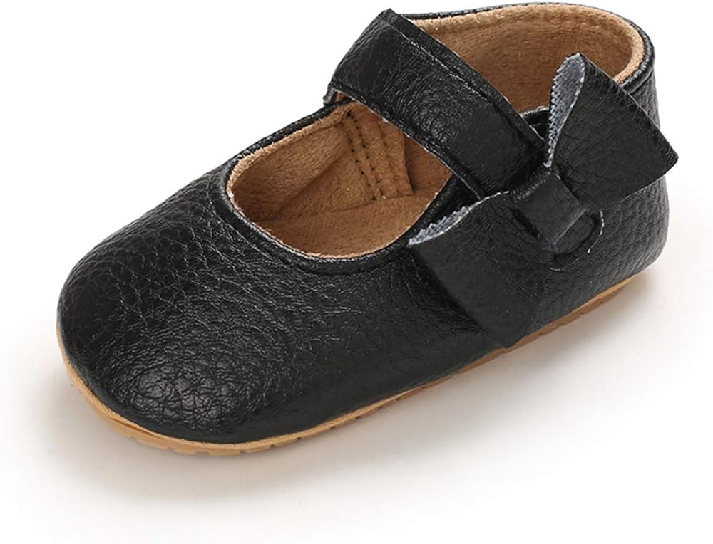  | ESTAMICO Toddler Infant Girls Cute Mary Jane Flats Soft Rubber Sole Baby Sneakers Princess Bowknot Crib Wedding Dress Shoes | Mary Jane