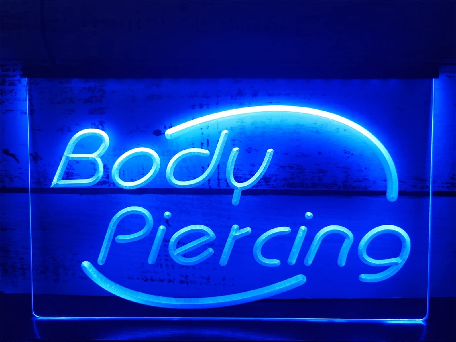 Insegna al Neon a LED con oscuramento RGB Personalizzato, luci al Neon per Negozio di Piercing per Tatuaggi USB per luci notturne per la Decorazione della Parete,Body Piercing,30x20cm