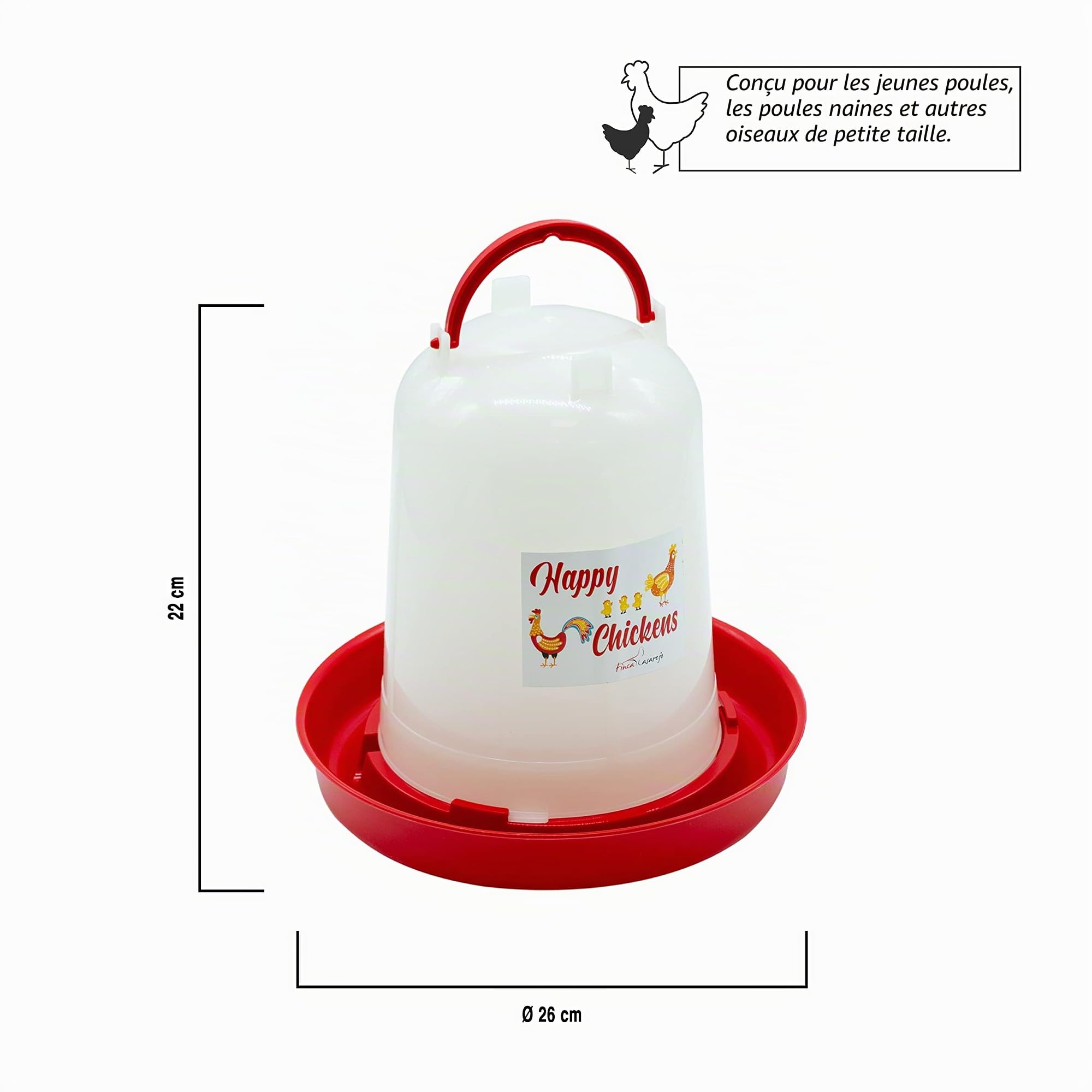 FINCA CASAREJO Pack Mangeoire 2 kg + Abreuvoir 3L pour Poules et Autres Volailles - Pack Happy Chickens - Corde Incluse pour Trémie